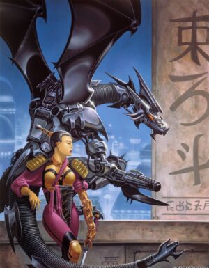 Cover of Rifts World Book 8 japan, shows a woman in front of a dragon borg