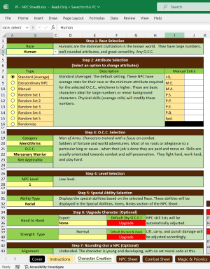 Palladium Fantasy Interactive NPC Sheet